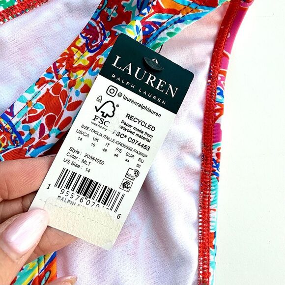 NWT Lauren Ralph Lauren Women's Printed Hipster Swim Bottom.  Size 14 - Picture 7 of 7